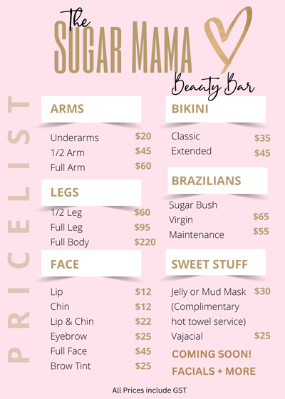 SugarMama price list